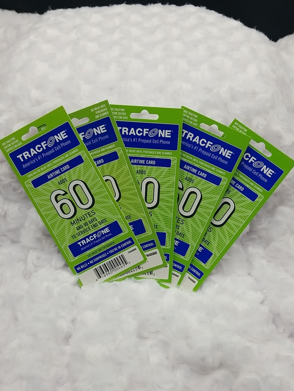 5 Brand New Tracfone 60 Minutes Prepaid Airtime Cards